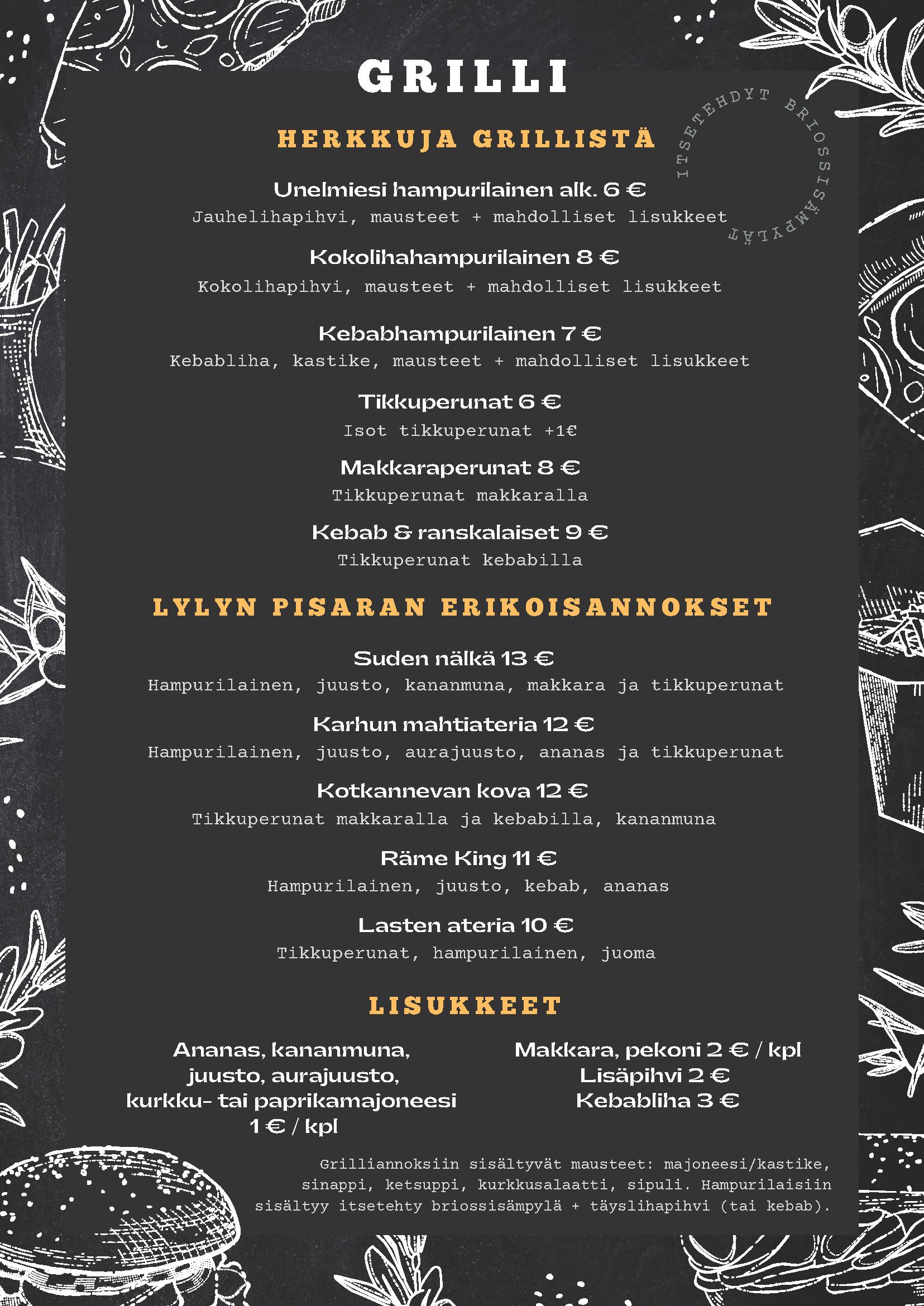 Pisaran grillimenu 2025